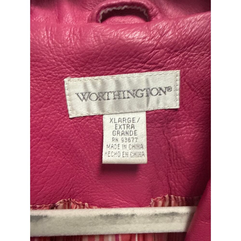 Y2K Vintage Worthington Hot Pink Leather Blazer Jacket Western Size XL - Picture 5 of 6